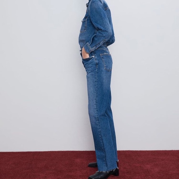 Zara The Real High Rise Straight Leg Jeans - Picture 3 of 8